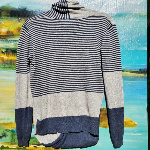 Max Studio Color Block Striped Faux Wrap Sweater - Picture 3 of 7